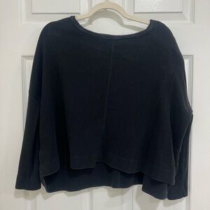 Anthropologie Black Oversized Crew Neck Waffle Knit Sweater